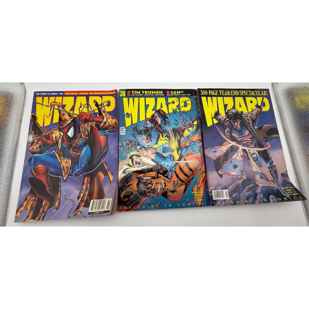 Wizard Magazine Lot Issue 38 41 50 Spider-Man Wolverine Gambit 1994 1995 Vintage